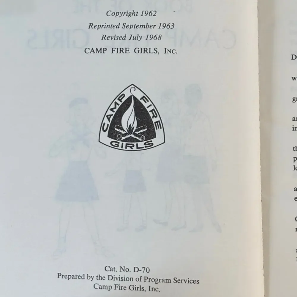 Vintage 1968 Book of the Camp Fire Girls by Camp Fire Girls Inc., Paperback